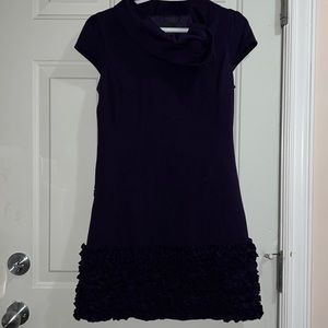 Vero Moda navy blue cowl neck short-sleeved mini dress with ruffled hem